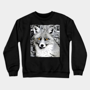 Fox Black and White Spray Paint Wall Crewneck Sweatshirt